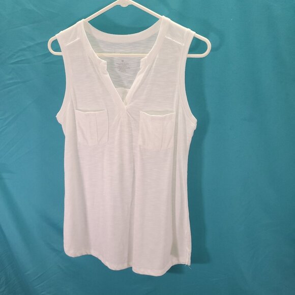 White Sonoma Sleeveless V-Neck Top With Pockets Medium Size - Picture 1 of 8